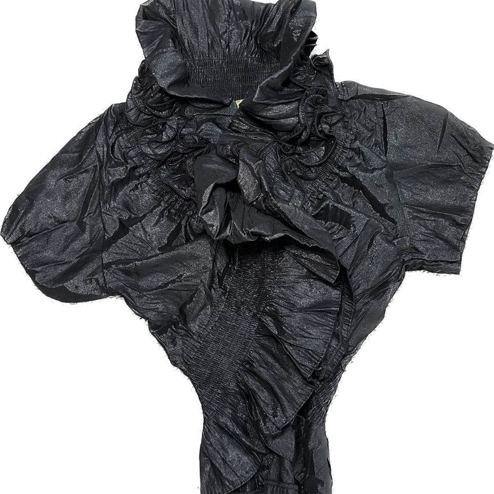 Elegant Black Ruffled Crop Top